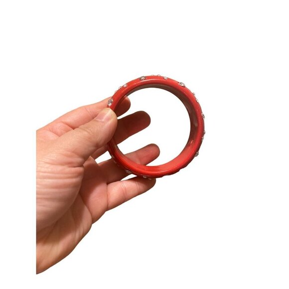 Red‎ Bangle with Rhinestones women OS - Picture 5 of 6